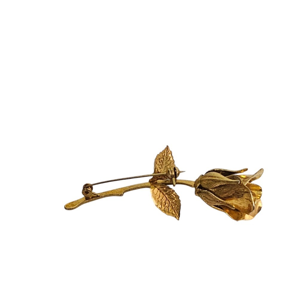 Rose Flower Brooch Pin Gold Tone Floral Lapel Pin Wedding‎ Jewelry - Picture 9 of 10